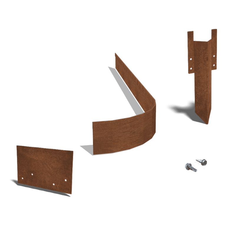 Χωρίσματα γκαζόν από ατσάλι corten επίπεδο FLEX 13 cm πλήρες σετ ανά 15 μέτρα