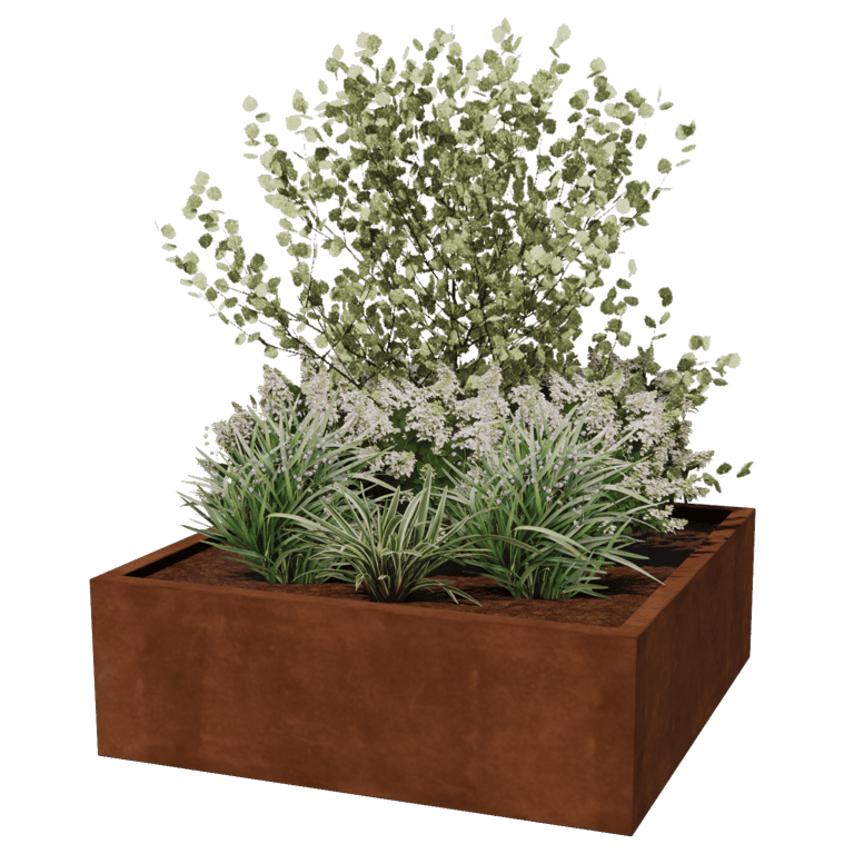 Συγκολλημένη ζαρντινιέρα από ατσάλι corten Montana 120 x 120 x 40 cm