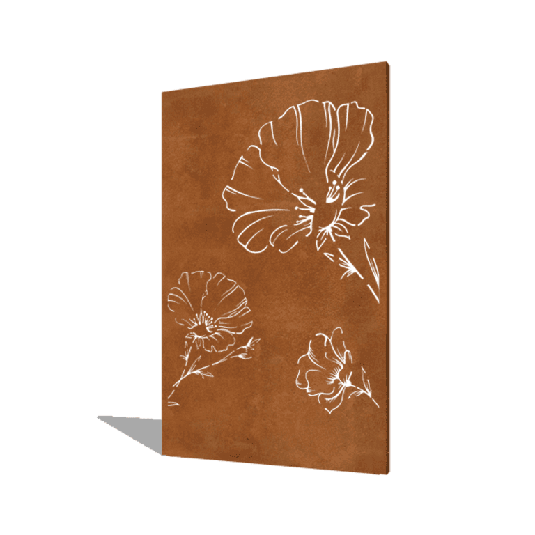 Πάνελ από ατσάλι corten παπαρούνα 120 x 6 x 190 cm