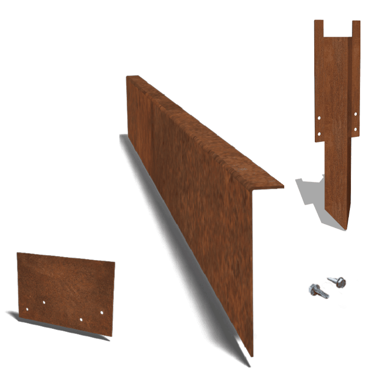 Χωρίσματα γκαζόν από ατσάλι corten γωνιακό 22 cm πλήρες σετ ανά 24 μέτρα