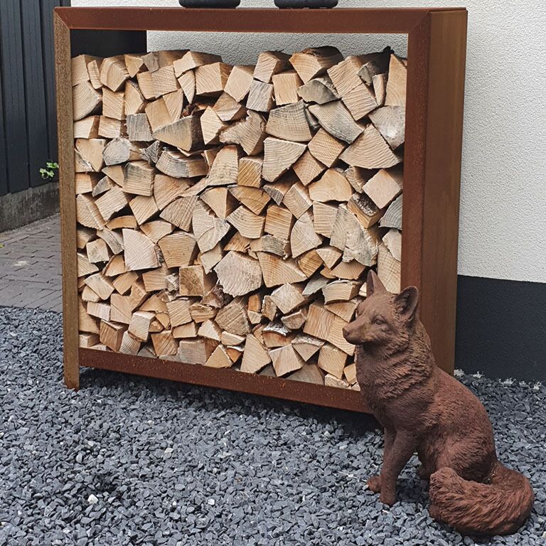Ραφιέρα καυσόξυλων από ατσάλι corten Indiana 100 x 100 x 40 cm