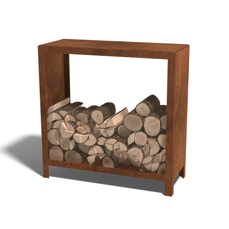 Ραφιέρα καυσόξυλων από ατσάλι corten Indiana 100 x 100 x 40 cm