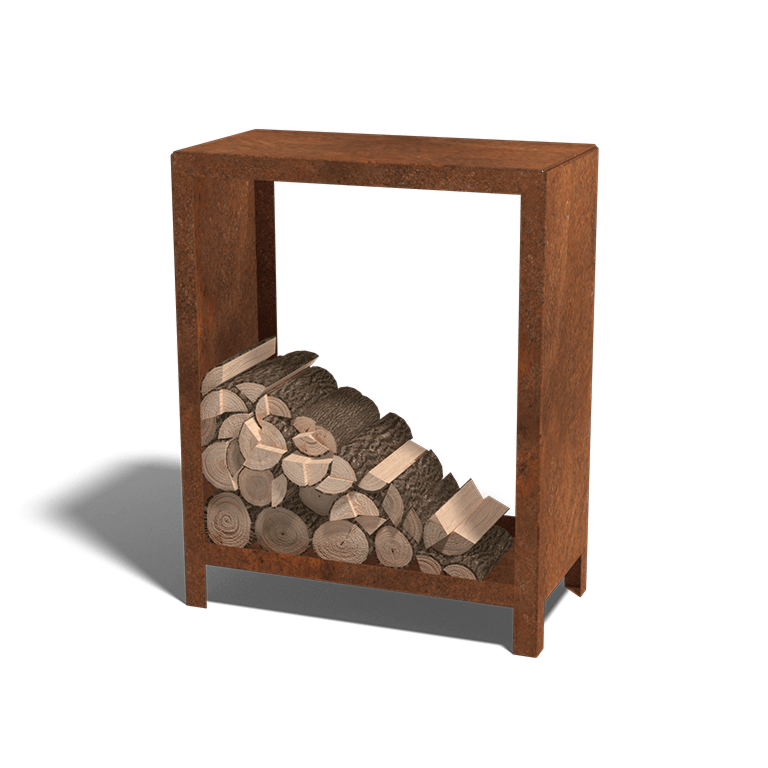 Ραφιέρα καυσόξυλων από ατσάλι corten Indiana 100 x 80 x 40 cm