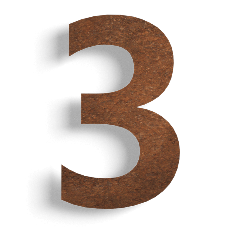 Αριθμός από ατσάλι corten 3 - 15 cm