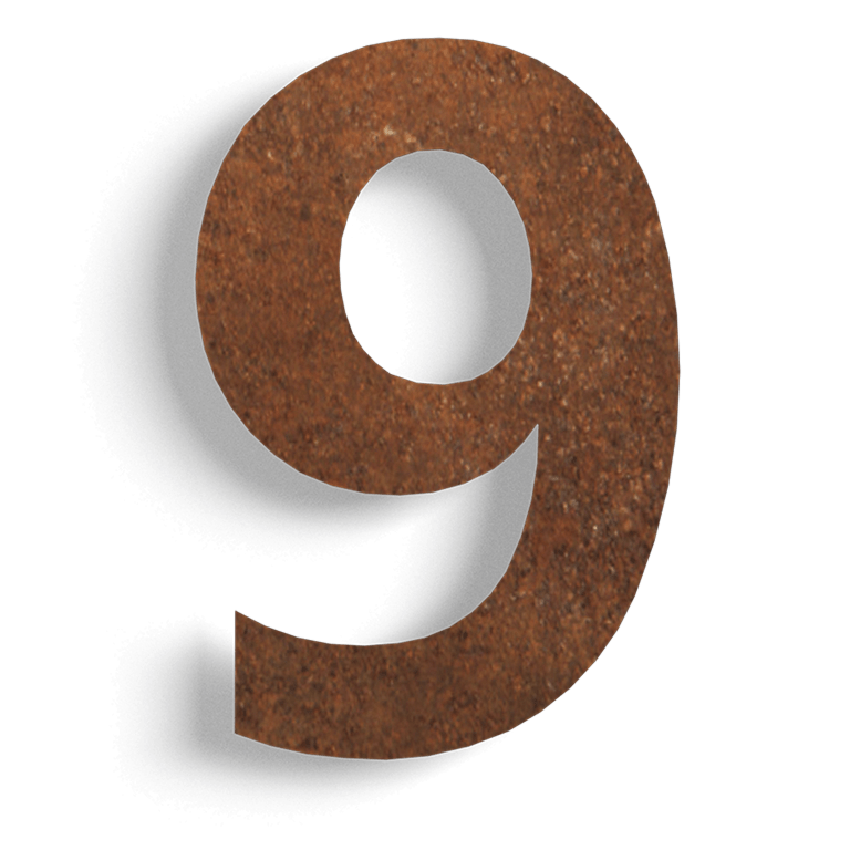Αριθμός από ατσάλι corten 9 - 50 cm