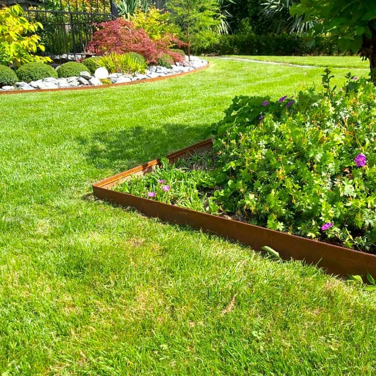 Χωρίσματα γκαζόν από ατσάλι corten επίπεδο 23 cm πλήρες σετ ανά 24 μέτρα
