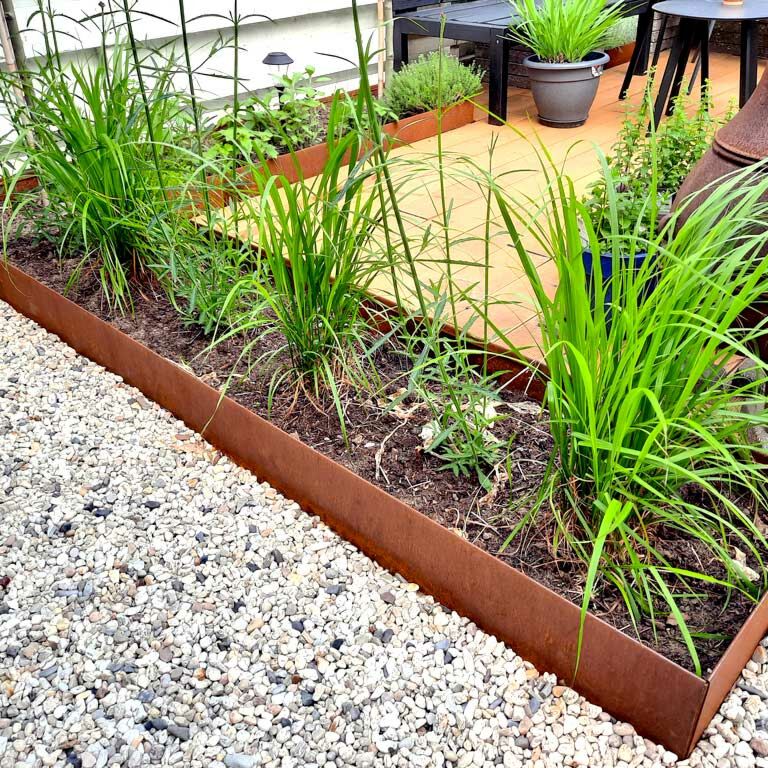 Χωρίσματα γκαζόν από ατσάλι corten επίπεδο 23 cm (μήκος 240 cm)