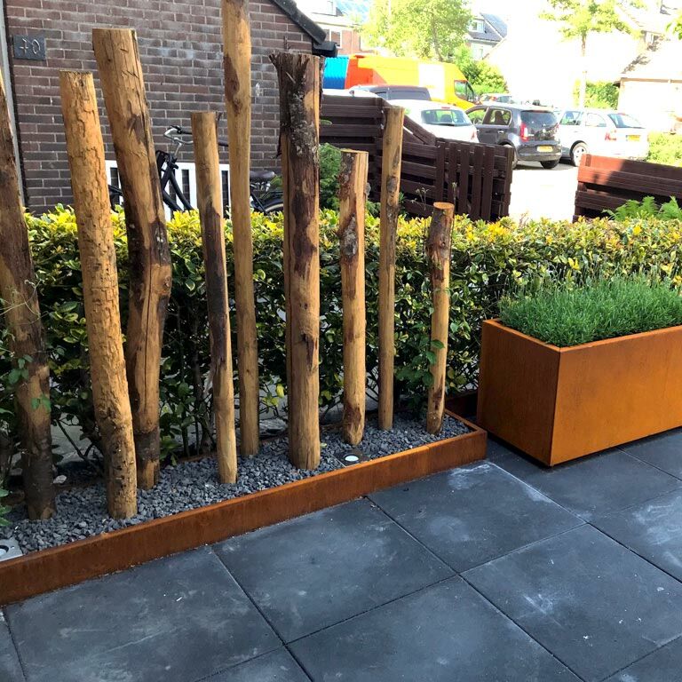 Χωρίσματα γκαζόν από ατσάλι corten γωνιακό 22 cm (μήκος 150 cm)