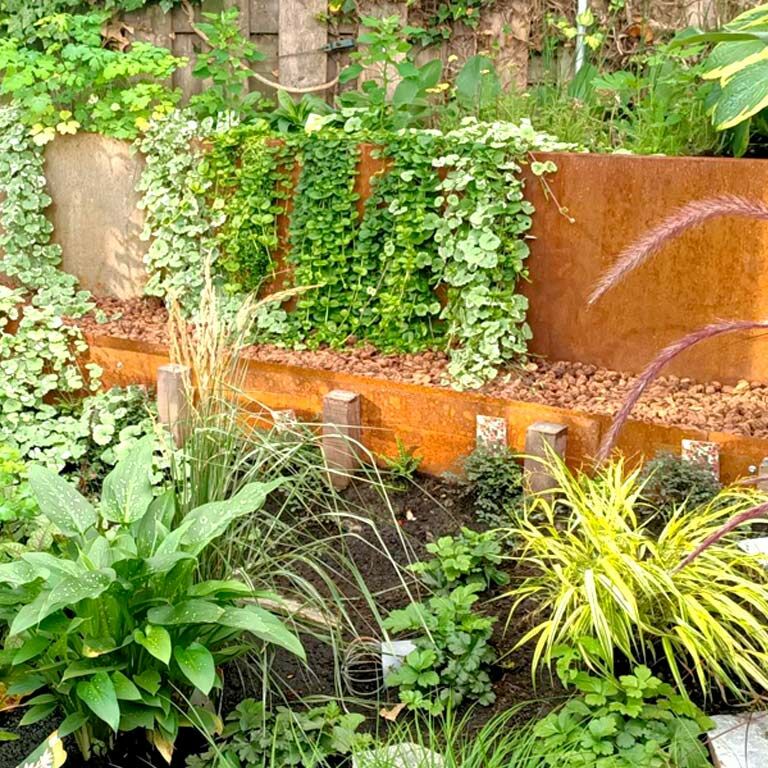 Χωρίσματα γκαζόν από ατσάλι corten ίσιο 25 cm (μήκος 150 cm)