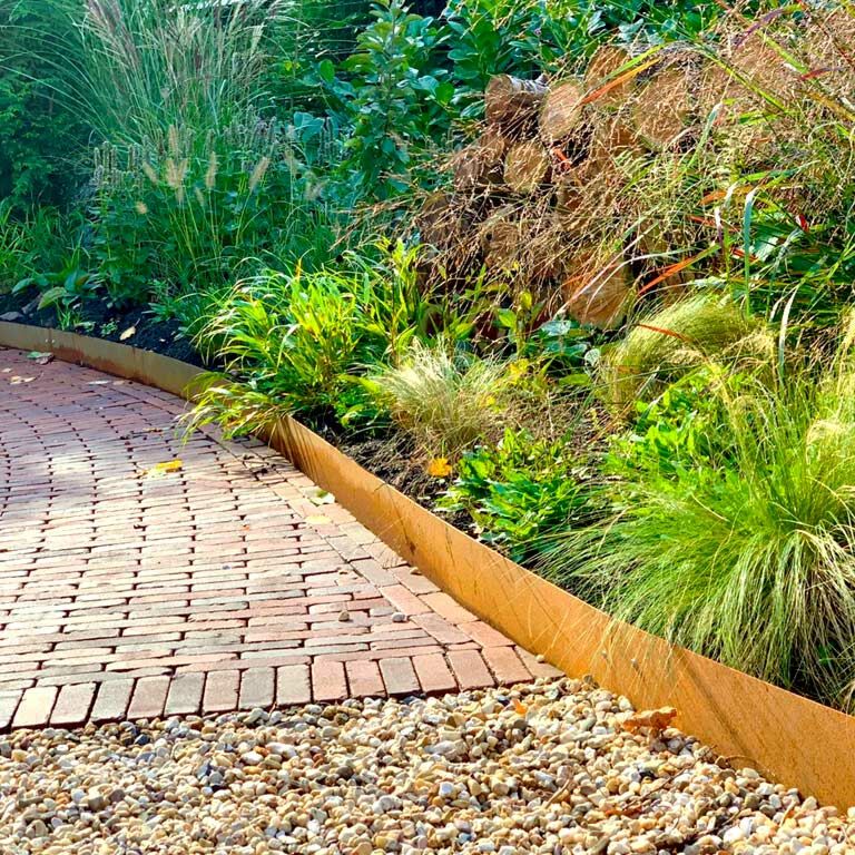 Χωρίσματα γκαζόν από ατσάλι corten ίσιο 15 cm πλήρες σετ ανά 24 μέτρα