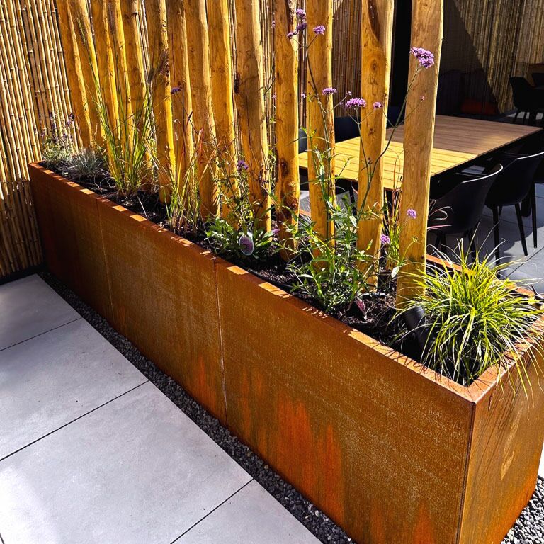 Ζαρντινιέρα από χάλυβα corten Texas xxl 300 x 60 cm