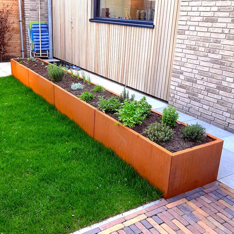 Ζαρντινιέρα από χάλυβα corten Texas xxl 480 x 80 cm
