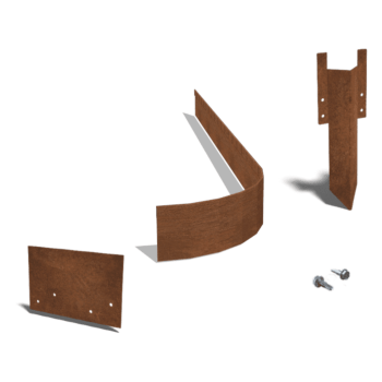 Χωρίσματα γκαζόν από ατσάλι corten επίπεδο FLEX 13 cm πλήρες σετ ανά 15 μέτρα