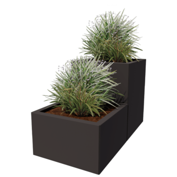 Ζαρντινιέρα από χάλυβα - 2-μερές μοντέλο σκάλας - 100 x 50 x 60 cm - Άλλο χρώμα RAL - Χωρίς πλάκα βάσης