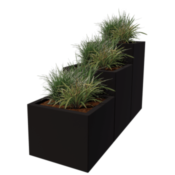 Ζαρντινιέρα από χάλυβα - 3-μερές μοντέλο σκάλας - 150 x 50 x 80 cm - Άλλο χρώμα RAL - Με πλάκα βάσης