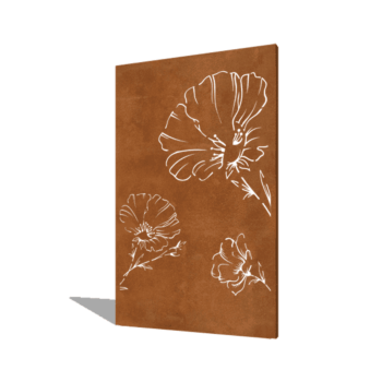 Πάνελ από ατσάλι corten παπαρούνα 120 x 6 x 190 cm