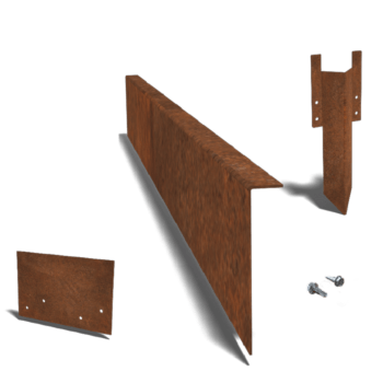 Χωρίσματα γκαζόν από ατσάλι corten γωνιακό 12 cm πλήρες σετ ανά 15 μέτρα
