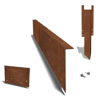 Χωρίσματα γκαζόν από ατσάλι corten γωνιακό 22 cm πλήρες σετ ανά 15 μέτρα