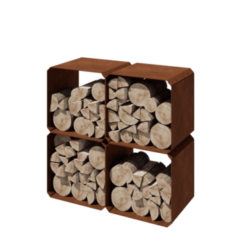 Αποθήκευση ξύλου από χάλυβα Corten - Colorado 4 τεμάχια - 40 x 40 x 40 cm