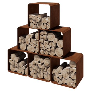 Αποθήκευση ξύλου από χάλυβα Corten - Colorado 6 τεμάχια - 40 x 40 x 40 cm