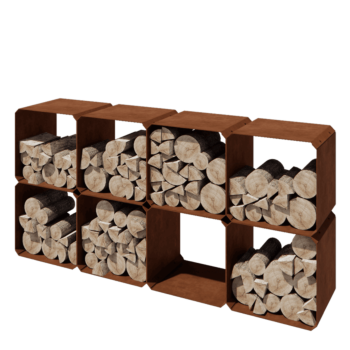 Αποθήκευση ξύλου από χάλυβα Corten - Colorado 8 τεμάχια - 40 x 40 x 40 cm