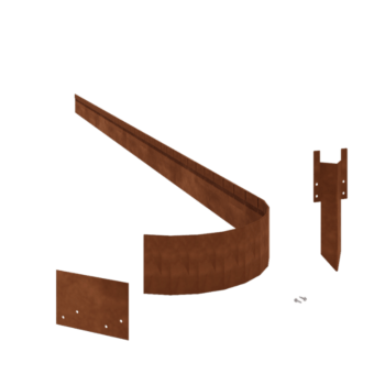 Χωρίσματα γκαζόν από ατσάλι corten επίπεδο FLEX 13 cm πλήρες σετ ανά 15 μέτρα