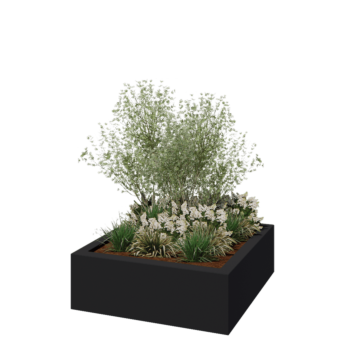 πολυεστερική γλάστρα - Τετράγωνο - 120 x 120 x 40 cm - RAL7021 ματ (μαύρο γκρι) - Με βάση