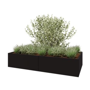 Ζαρντινιέρα XXL από χάλυβα - Ορθογώνιο - 200 x 100 x 40 cm - RAL9005 ματ (μαύρο) - Χωρίς πλάκα βάσης