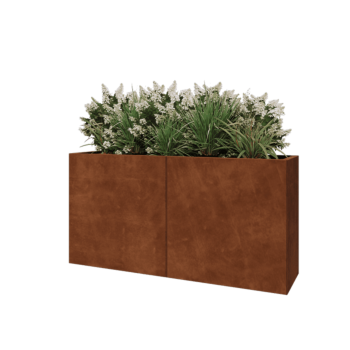 Ζαρντινιέρα XXL από χάλυβα Corten - Ορθογώνιο - 160 x 40 x 80 cm - Με πλάκα βάσης