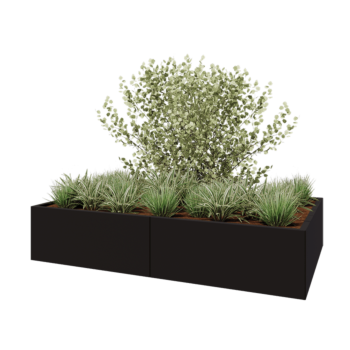 Ζαρντινιέρα XXL από χάλυβα - Ορθογώνιο - 200 x 120 x 40 cm - RAL9005 ματ (μαύρο) - Με πλάκα βάσης