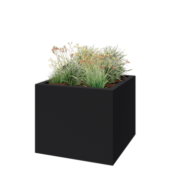 πολυεστερική γλάστρα - Τετράγωνο - 120 x 120 x 100 cm - RAL7021 ματ (μαύρο γκρι) - Με βάση