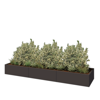 Ζαρντινιέρα XXL από χάλυβα - Ορθογώνιο - 360 x 80 x 40 cm - RAL7016 ματ (ανθρακί γκρι) - Με πλάκα βάσης