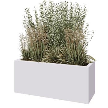 πολυεστερική γλάστρα - Ορθογώνιο - 120 x 40 x 50 cm - RAL9010 ματ (λευκό) - Με βάση