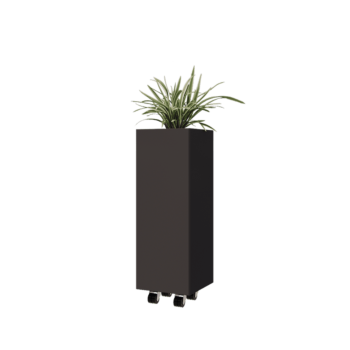Ζαρντινιέρα από χάλυβα - Τετράγωνο - 30 x 30 x 80 cm - Άλλο χρώμα RAL - Με πλάκα βάσης - Με τροχούς