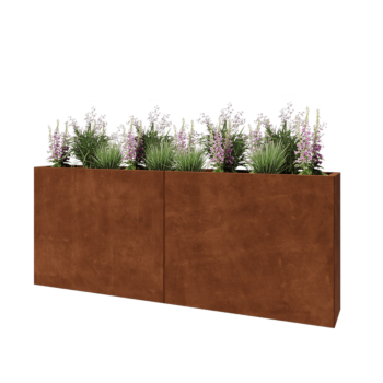 Ζαρντινιέρα XXL από χάλυβα Corten - Ορθογώνιο - 200 x 30 x 80 cm - Με πλάκα βάσης