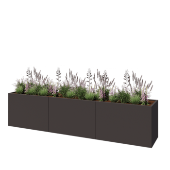 Ζαρντινιέρα XXL από χάλυβα - Ορθογώνιο - 360 x 60 x 80 cm - RAL7016 ματ (ανθρακί γκρι) - Με πλάκα βάσης