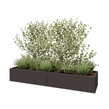 Ζαρντινιέρα XXL από χάλυβα - Ορθογώνιο - 200 x 50 x 30 cm - RAL7016 ματ (ανθρακί γκρι) - Με πλάκα βάσης