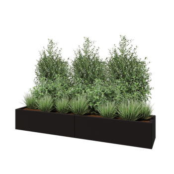 Ζαρντινιέρα XXL από χάλυβα - Ορθογώνιο - 200 x 40 x 30 cm - RAL9005 ματ (μαύρο) - Με πλάκα βάσης