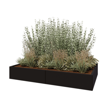 Ζαρντινιέρα XXL από χάλυβα - Ορθογώνιο - 200 x 120 x 30 cm - RAL9005 ματ (μαύρο) - Χωρίς πλάκα βάσης