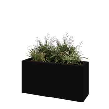πολυεστερική γλάστρα - Ορθογώνιο - 100 x 30 x 50 cm - RAL9005 ματ (μαύρο) - Με βάση