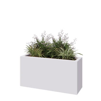 πολυεστερική γλάστρα - Ορθογώνιο - 100 x 30 x 50 cm - RAL9010 ματ (λευκό) - Με βάση