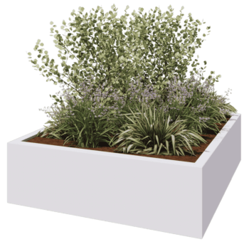 πολυεστερική γλάστρα - Τετράγωνο - 200 x 200 x 60 cm - RAL9010 ματ (λευκό) - Με βάση