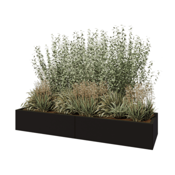 Ζαρντινιέρα XXL από χάλυβα - Ορθογώνιο - 200 x 60 x 30 cm - RAL9005 ματ (μαύρο) - Με πλάκα βάσης