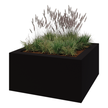 πολυεστερική γλάστρα - Τετράγωνο - 160 x 160 x 80 cm - RAL9005 ματ (μαύρο) - Με βάση