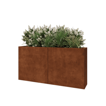 Ζαρντινιέρα XXL από χάλυβα Corten - Ορθογώνιο - 160 x 30 x 80 cm - Με πλάκα βάσης