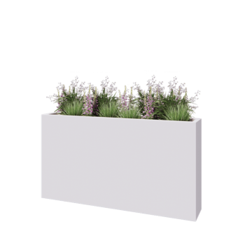 πολυεστερική γλάστρα - Ορθογώνιο - 150 x 25 x 80 cm - RAL9010 ματ (λευκό) - Με βάση