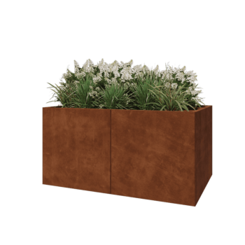 Ζαρντινιέρα XXL από χάλυβα Corten - Ορθογώνιο - 160 x 100 x 80 cm - Με πλάκα βάσης
