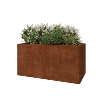 Ζαρντινιέρα XXL από χάλυβα Corten - Ορθογώνιο - 160 x 80 x 80 cm - Με πλάκα βάσης