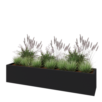 πολυεστερική γλάστρα - Ορθογώνιο - 200 x 40 x 40 cm - RAL7021 ματ (μαύρο γκρι) - Με βάση