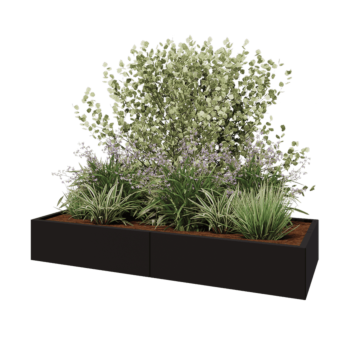 Ζαρντινιέρα XXL από χάλυβα - Ορθογώνιο - 200 x 80 x 30 cm - RAL9005 ματ (μαύρο) - Χωρίς πλάκα βάσης